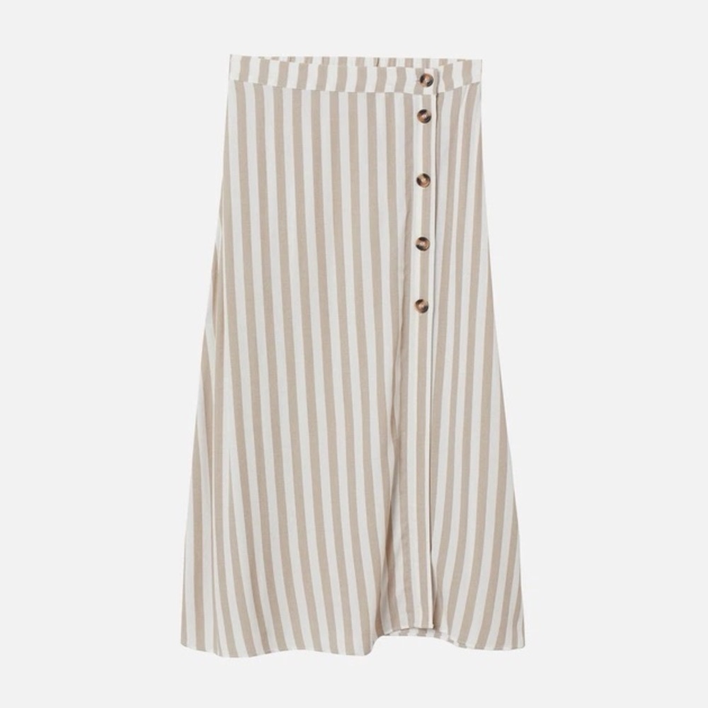 Striped Midi Skirt – Button Front – Chic & Ready to Ship
